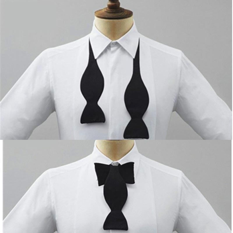 Men Formal Wear With Tie - メンズフォーマルプレタイド調節可能な蝶ネクタイ黒白無地エレガントな蝶ネクタイ女性用結婚式パーティー簡単着用英国スタイル