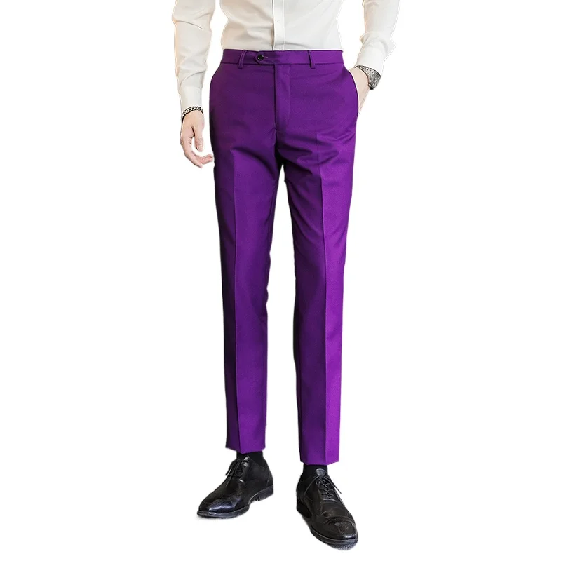 Men Formal Wear Outfits - ソリッドカラーメンズスーツパンツ、オフィスワークパンツカジュアル弾性ズボン男性17色パンタロンやつ、アジアサイズM-6XL