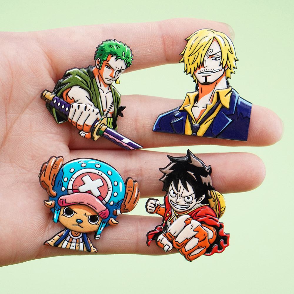 Tuxedo Lapel Pin - 4個セット 漫画ワンピース ルフィ ブローチセット ファッション メンズ