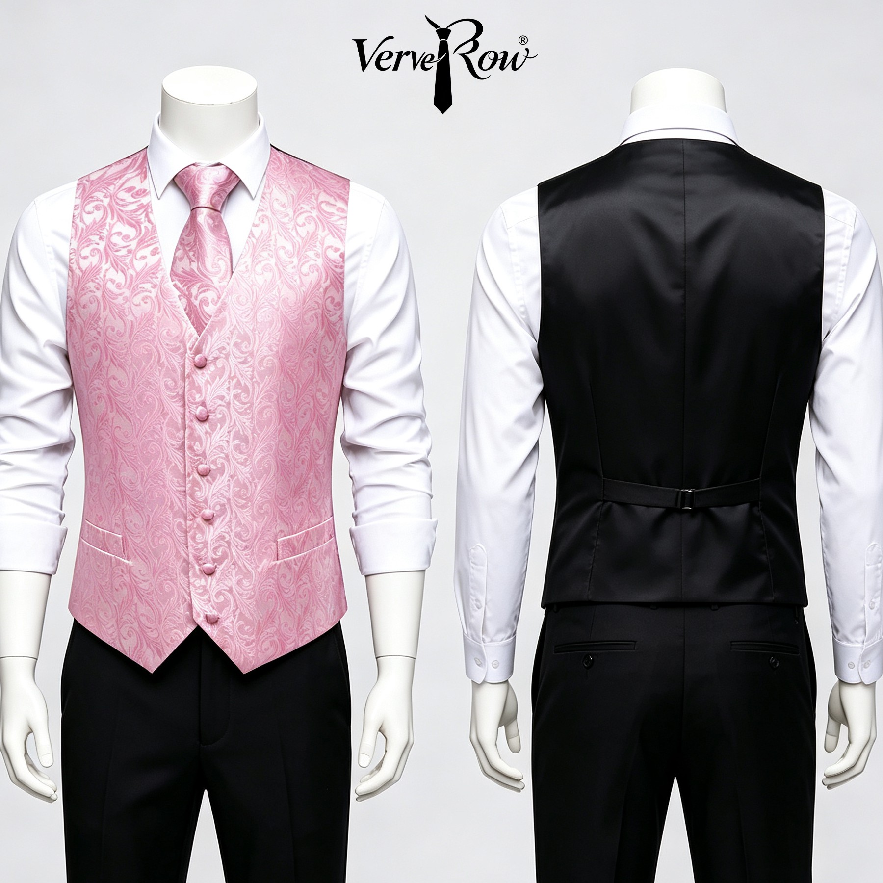 Men Formal Wear With Tie - 男性用ピンクネクタイハンカチ3ピーススーツアクセサリー宴会式典用日常フォーマルウェア