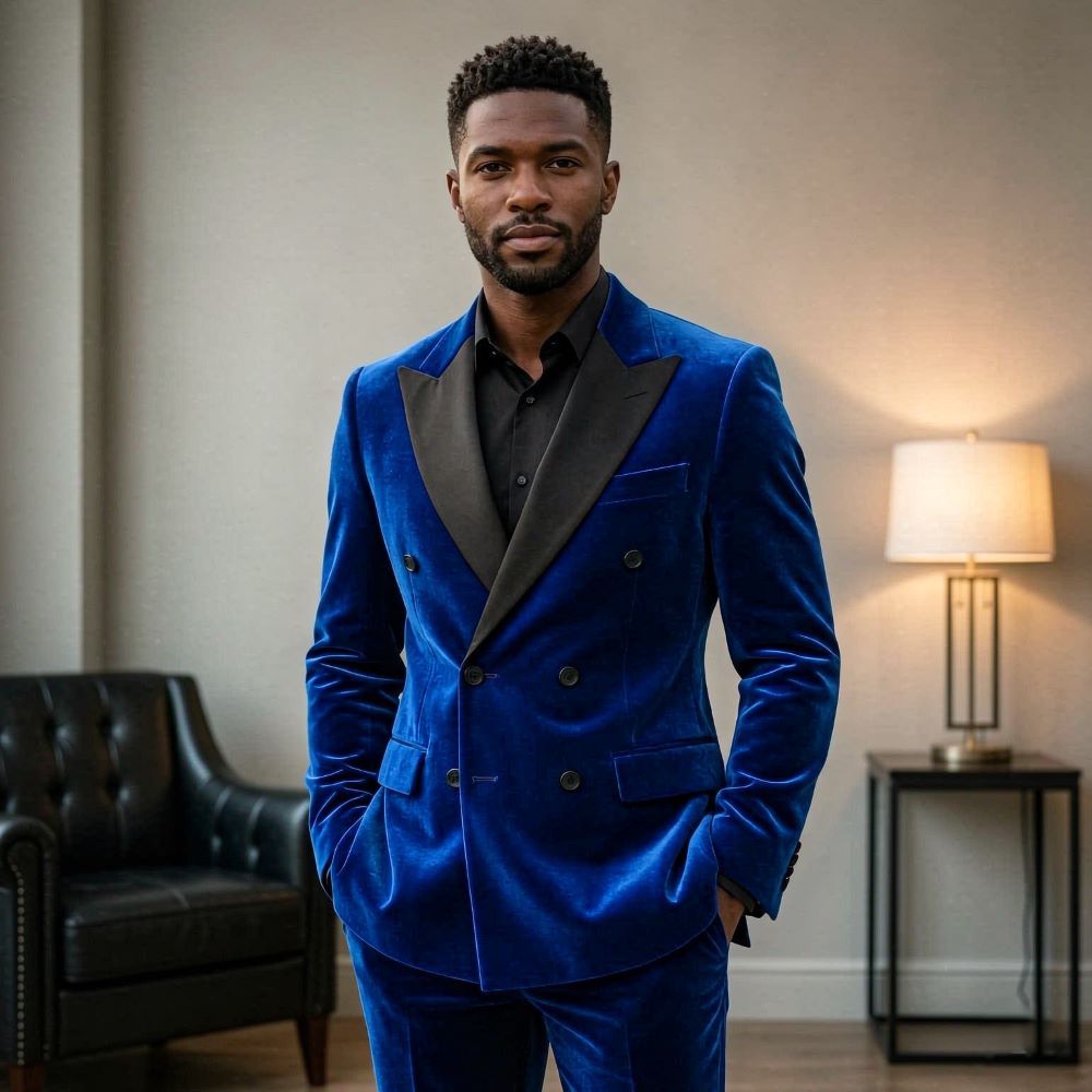 男性用フォーマルベルベットスーツ ダブルブレスト グルームズ - Men Formal Wear Fashion のレビューと価格
