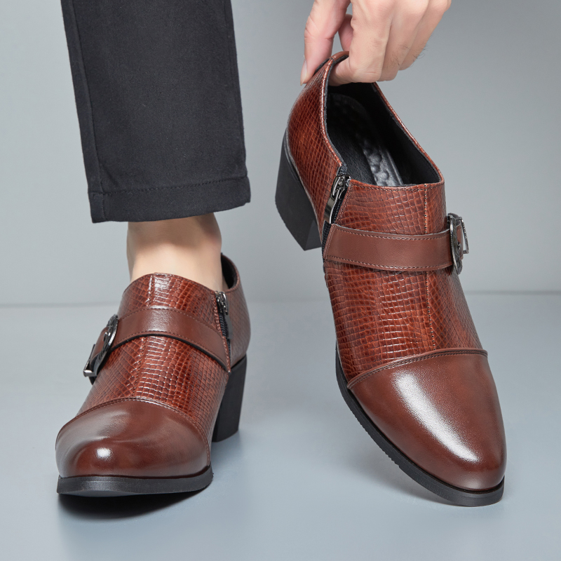 ヴィンテージスタイルメンズハイヒールレザーシューズスネークパ - Men'S Formal Style のレビューと価格