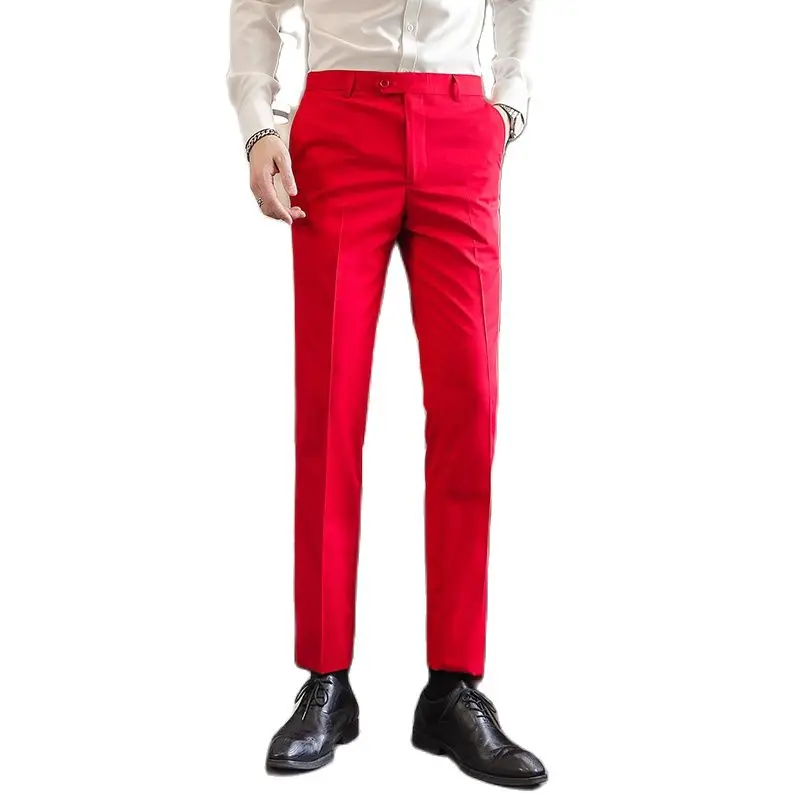 ソリッドカラーメンズスーツパンツ、オフィスワークパンツカジュ - Men Formal Wear Outfits のレビューと価格