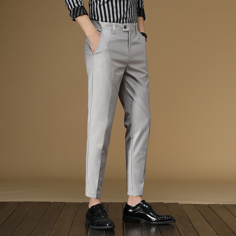 夏のスーツのズボン男性赤、黒カーキフラット正式な事務服スマー - Khaki Formal Wear Men のレビューと価格