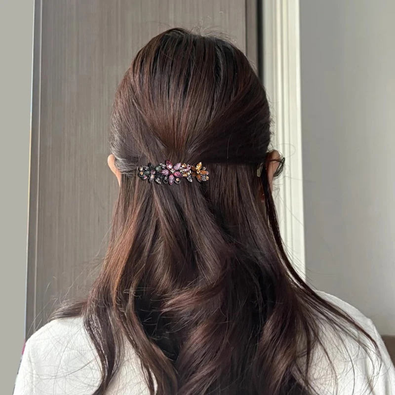 エレガントなラインストーン釉薬フラワーヘアクリップスプリング - Tie Bar Clip のレビューと価格
