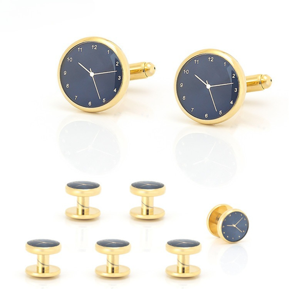 時間美学ゴールドシルバー時計カフスボタンカラーバックル6点セ - Cufflinks Silver Set のレビューと価格
