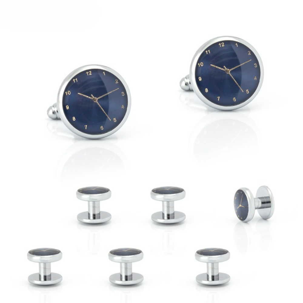 時間美学ゴールドシルバー時計カフスボタンカラーバックル6点セ - Cufflinks Silver Set のレビューと価格