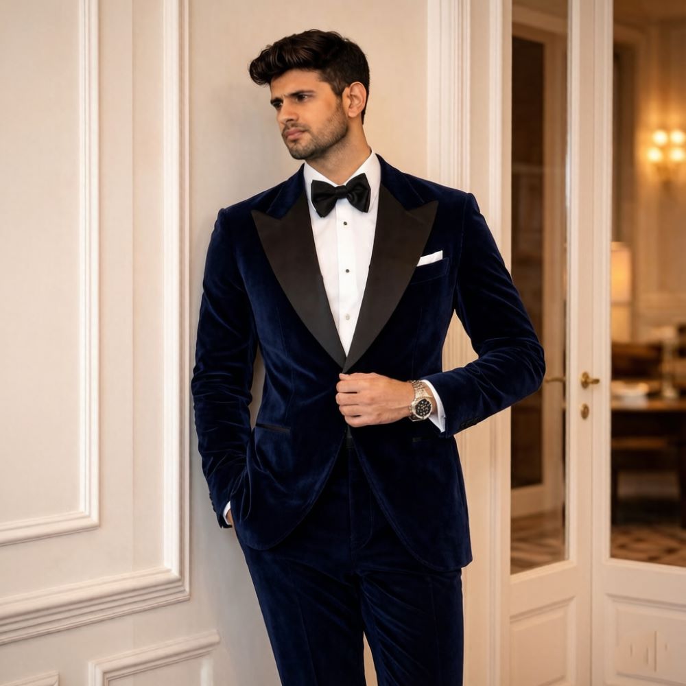 メンズベルベットスーツ スリムフィット 2ピース カスタムウ - Men Formal Wear Fashion のレビューと価格