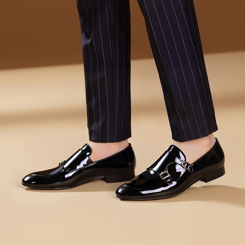 Piergitar 新ブラックカラーパテントレザーメンズダブ - Men Formal Wear Fashion のレビューと価格