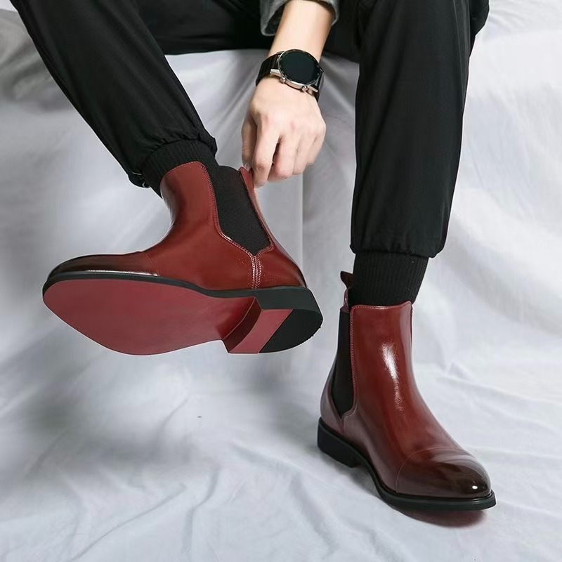 メンズ クラシック レッド チェルシー ブーツ ポインテッド - Men'S Formal Style のレビューと価格