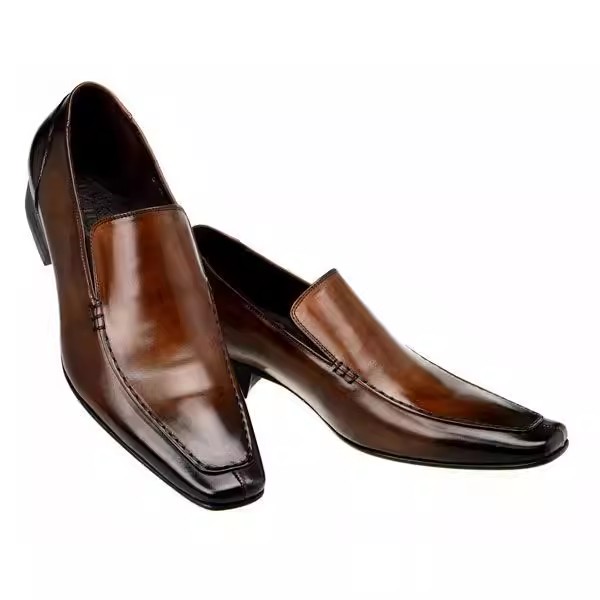 和風尖頭革靴厚底ビジネスドレススクエアトゥローファー男性スリ - Men'S Formal Style のレビューと価格