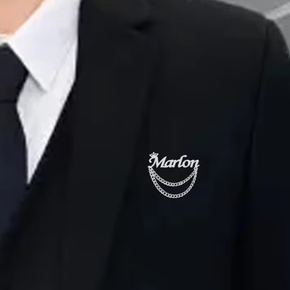 パーソナライズされた名前ブローチ カスタマイズされたクラウン - Tuxedo Lapel Pin のレビューと価格