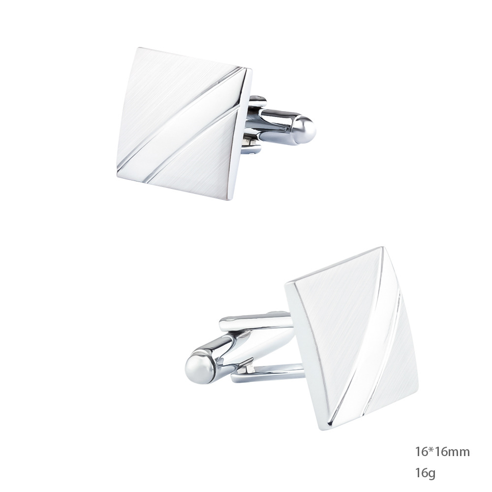 セット男性用新しいシルバースクエアブラッシュメタルタイクリッ - Cufflinks Silver Set のレビューと価格