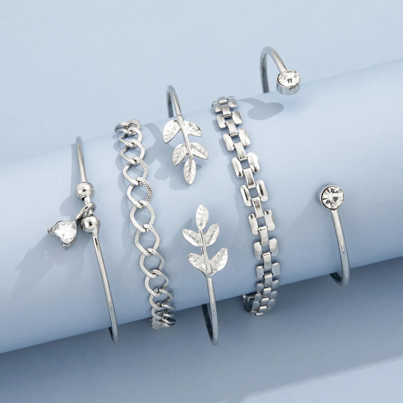 ボヘミアンリーフブレスレットセット,ゴールドとシルバーのカラ - Cufflinks Silver Set のレビューと価格