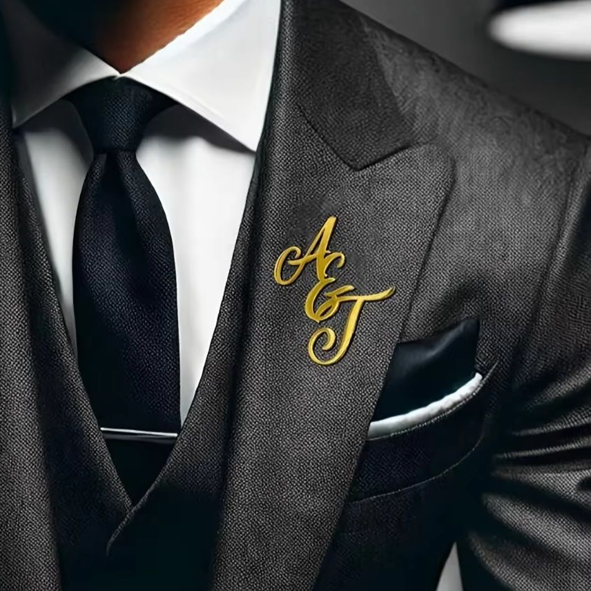 カスタムモノグラムイニシャル名ステンレス鋼ラペルピンパーソナ - Tuxedo Lapel Pin のレビューと価格