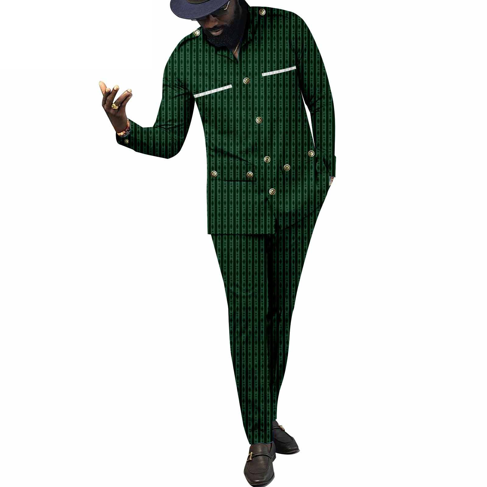 アフリカの伝統的な男性用服、プラスサイズのジャケットとパンツ - Men Formal Wear Clothes のレビューと価格