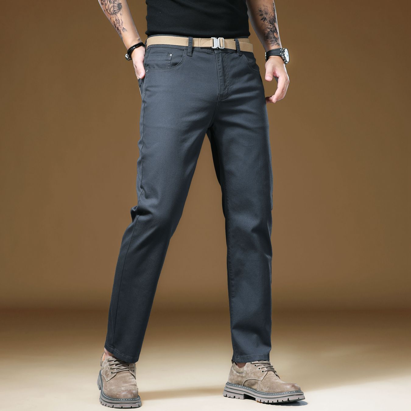 高品質メンズパンツ新登場 カジュアルストレート コットンスト - Khaki Formal Wear Men のレビューと価格