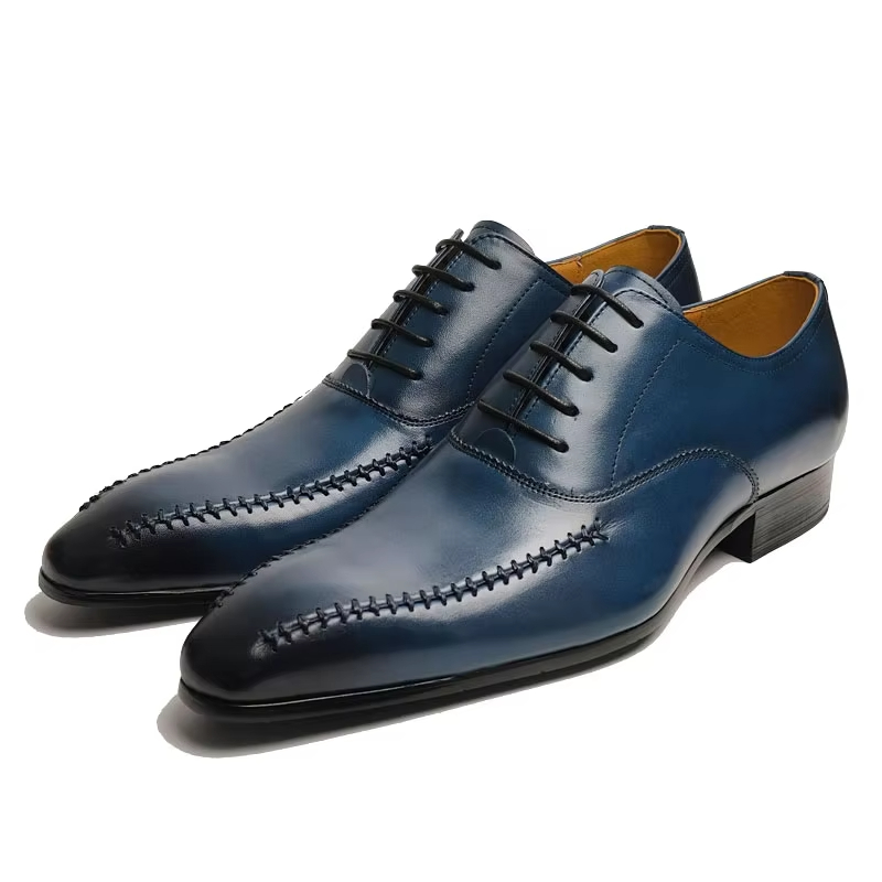 高級メンズ本革ドレスシューズ、ポインテッドトゥ、手縫い、ファ - Men Formal Wear Fashion のレビューと価格