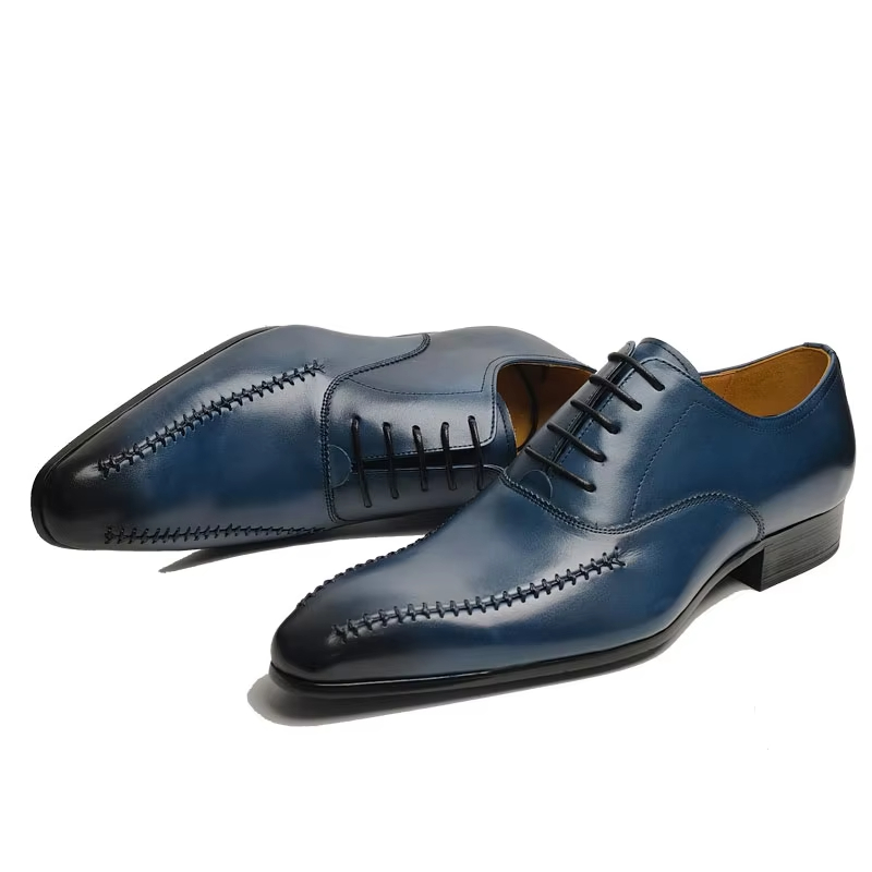 高級メンズ本革ドレスシューズ、ポインテッドトゥ、手縫い、ファ - Men Formal Wear Fashion のレビューと価格