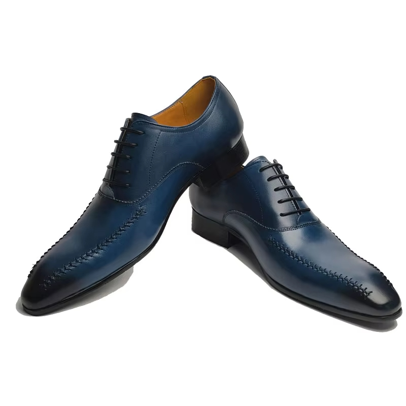 高級メンズ本革ドレスシューズ、ポインテッドトゥ、手縫い、ファ - Men Formal Wear Fashion のレビューと価格