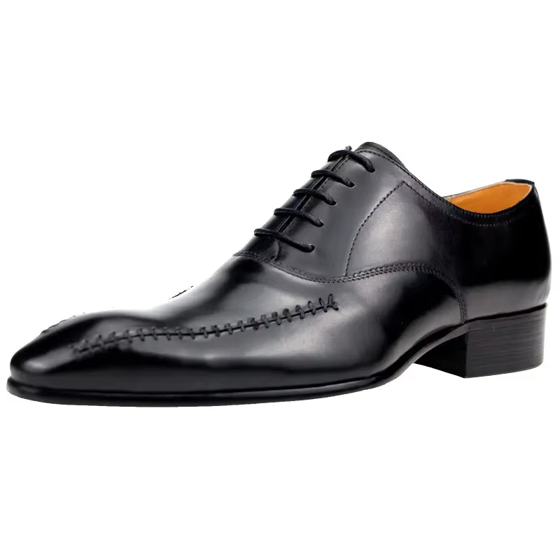 高級メンズ本革ドレスシューズ、ポインテッドトゥ、手縫い、ファ - Men Formal Wear Fashion のレビューと価格