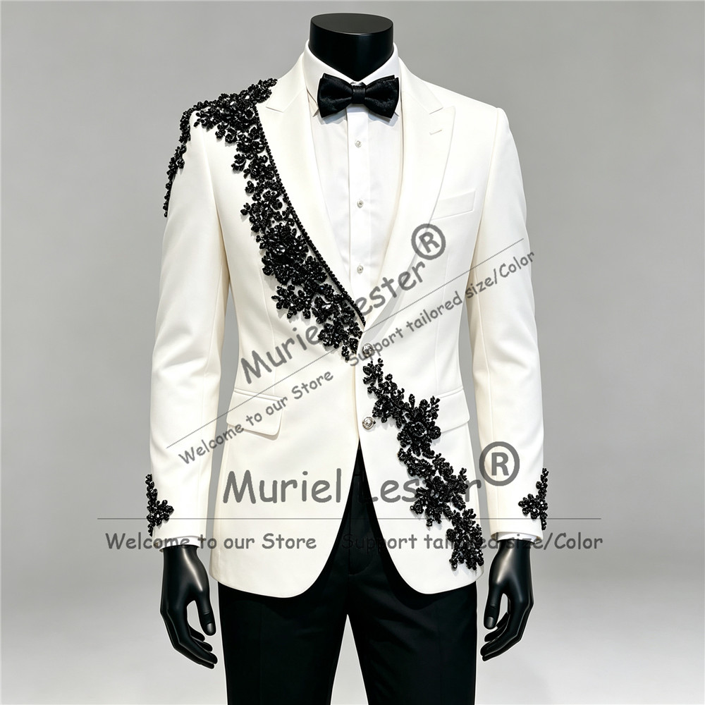 高級感あふれるダイヤモンドビーズ装飾のスーツセット。男性用、 - Men Formal Wear Clothes のレビューと価格