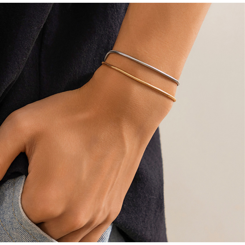 メンズ スネーク チェーン ブレスレット セット 2 個 ゴ - Cufflinks Silver Set のレビューと価格