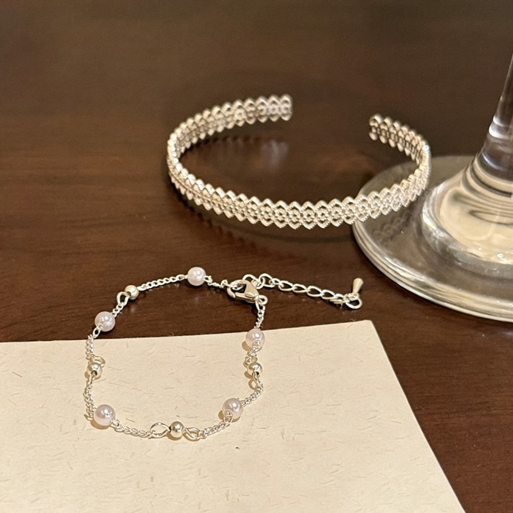 925スターリングシルバー レース ホローオープンカフバング - Cufflinks Silver Set のレビューと価格